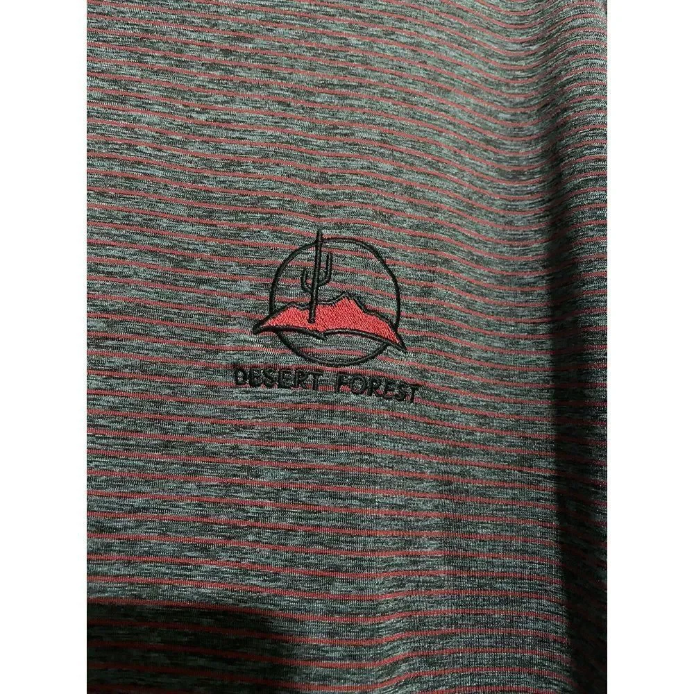 FootJoy Golf Polo‎ Shirt Size Medium Heather Gray Red Striped FJ M Desert Forest